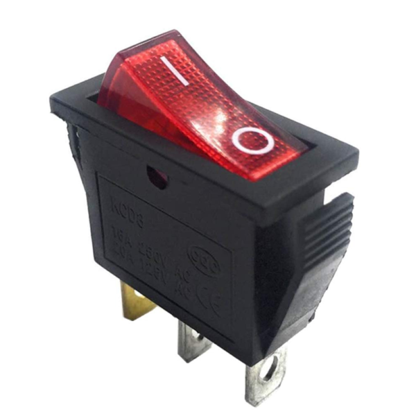 Interruptor On Off Con Luz V Rojo Rectangular Kcd Spst A V