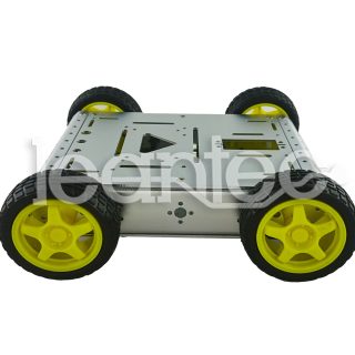 Chasis AL13. Chasis robot 4WD Metálico. Color plateado.