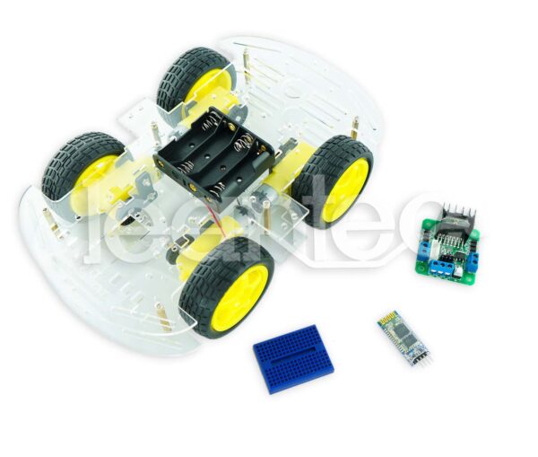 Kit chasis robot 4WD + L298N + Bluetooth + Protoboard