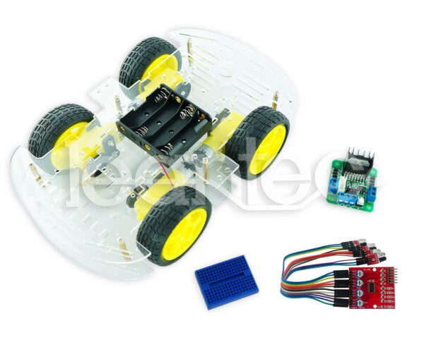 Kit chasis robot 4WD + L298N + Sendor infrarrojo + Protoboard