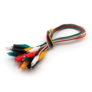 LOTE MAZO 10 CABLES 50cm PINZAS COCODRILO ELECTRONICA