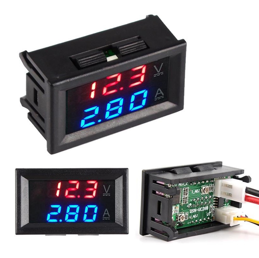 Keaiduoa - Monitor de coche de potencia de amperímetro digital de doble  LED, voltímetro, amperímetro, voltaje y 100 V, 10 A