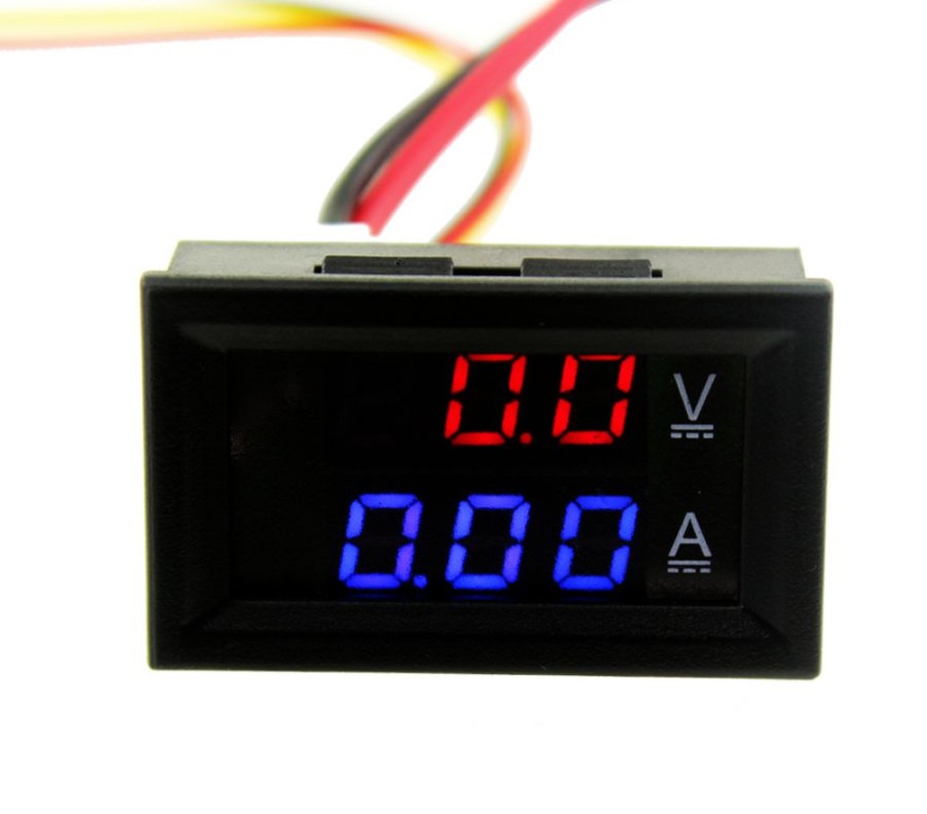 2 Voltimetro Amperimetro 100V 10A Digital DC con display Rojo Azul 