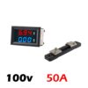 Voltimetro Amperimetro y shunt 100V 50A Digital DC Rojo Azul