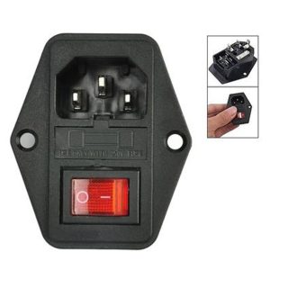 Conector 220V panel tipo C14 con interruptor y fusible