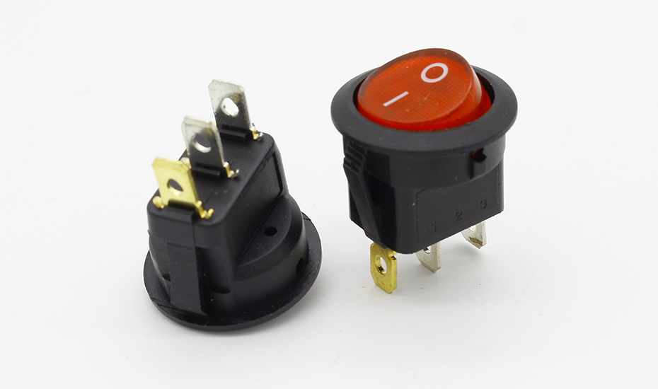 Botón interruptor eléctrico negro 3 posiciones ON - OFF - ON de 20mm 6A