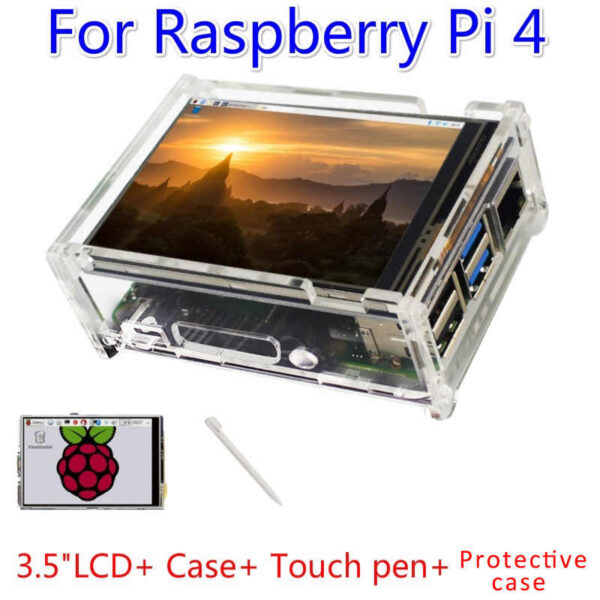 Carcasa transparente acrilica raspberry pi 4 + LCD 3.5" Tactil