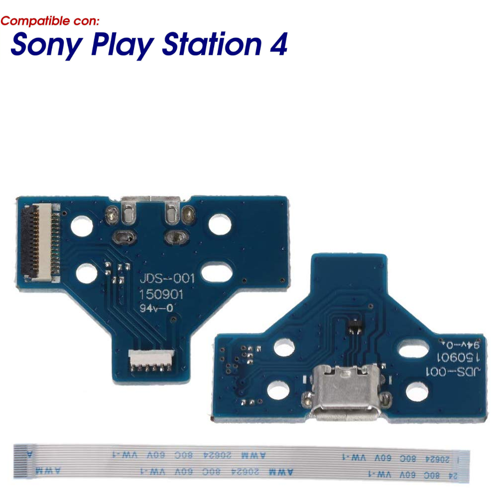 JDS-001 CONECTOR CARGA PLAY 4 PLACA CORRIENTE MICRO USB + FLEX 14 PINES | Leantec.ES