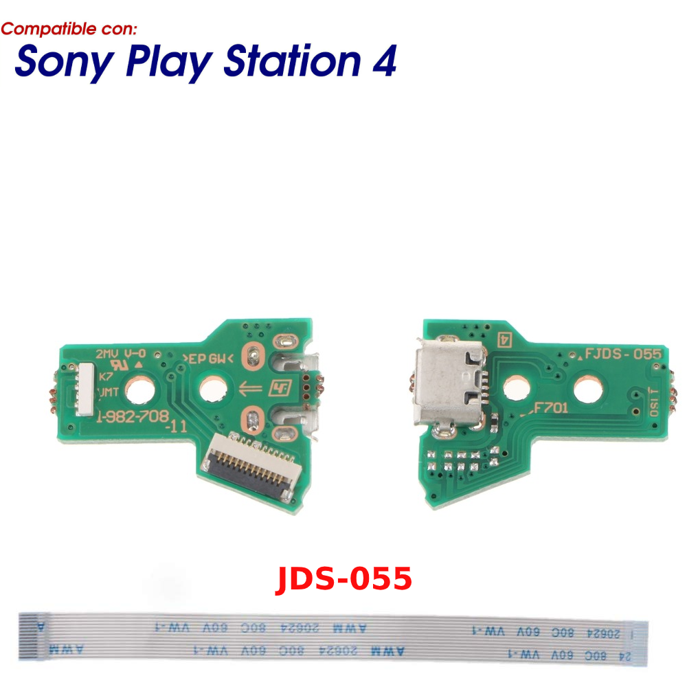 JDS-055 JDS-050 CONECTOR CARGA PLAY STATION 4 PLACA CORRIENTE MICRO USB PS4 + pines Leantec.ES