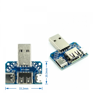 MODULO ADAPTADOR USB MACHO A USB - MICROUSB - TIPO C HEMBRA  2.54MM