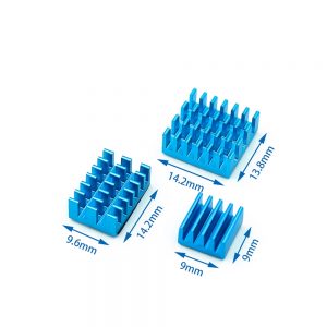 KIT 3 PIEZAS DISIPADOR TERMICO  RASPBERRY PI 4B color AZUL anodizado con adhesivo