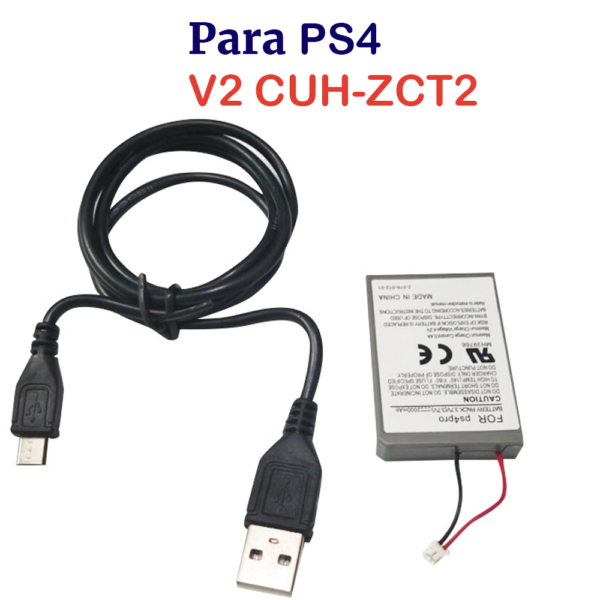 BATERIA REPUESTO MANDO PS4 PRO V2 CUH-ZCT2 3.7V 2000MAH LI-ION + CABLE USB