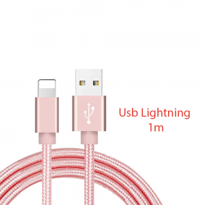 Cable cargador USB lightning 8 pin aluminio trenzado nylon COMPATIBLE iphone ipad 1m ROSA