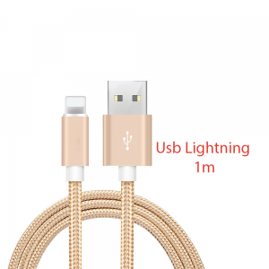 Cable cargador USB lightning 8 pin aluminio trenzado nylon COMPATIBLE iphone ipad 1m ORO