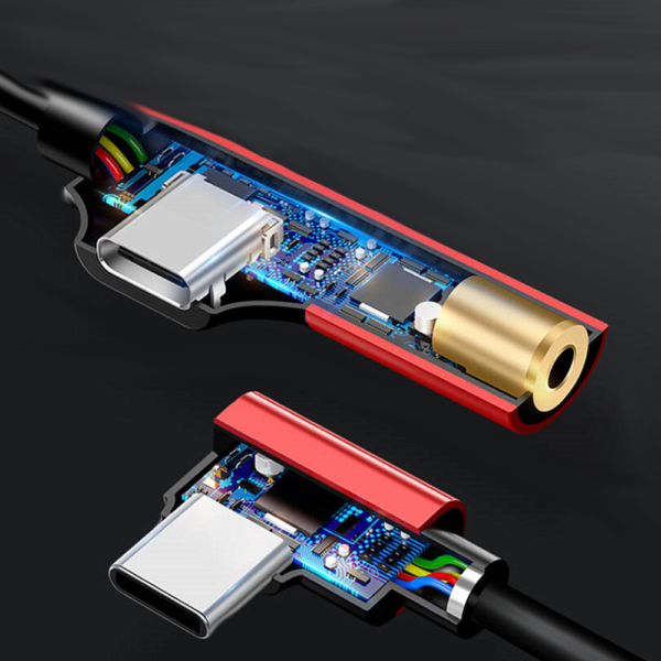 Adaptador USB-C 2 en 1 Tipo C a jack auriculares 3.5mm + carga NEGRO