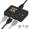 Conmutador HDMI 4K Switch 3 Puertos Selector de Splitter Hub IR Remoto Negro