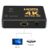 Conmutador HDMI 4K Switch 3 Puertos Selector de Splitter Hub IR Remoto Negro