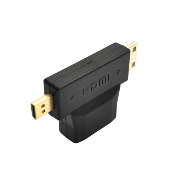 Conector Adaptador Convertidor 3 en 1 HDMI v1.4 hembra a mini y micro HDMI macho