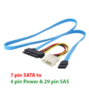 SFF-8482 7 Pin SATA Serial a SAS 29 Pines & cable de alimentacion de 4 pines molex 70cm