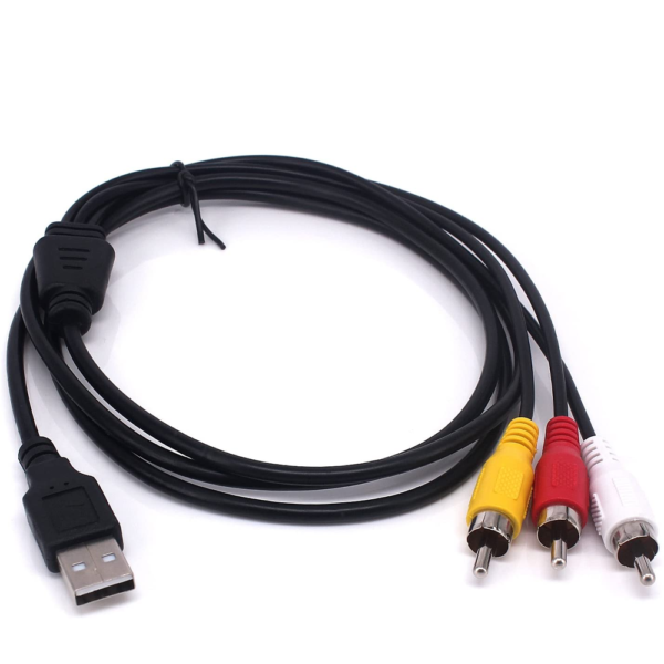 Cable adaptador USB Macho a 3 RCA Macho Divisor Audio Video AV Compuesto TV/Mac/PC REF2007