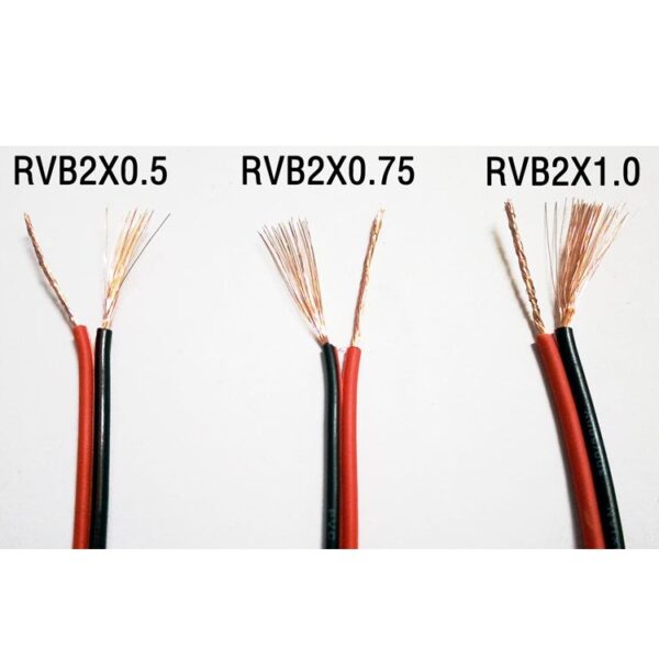 1x metro Cable alimentacion paralelo rojo negro RVB2X0.5MM