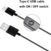 Cable de carga USB tipo C  1 m con interruptor de encendido / apagado para teléfono móvil Raspberry Pi 4 5V 3A