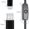 Cable de carga USB tipo C  1 m con interruptor de encendido / apagado para teléfono móvil Raspberry Pi 4 5V 3A