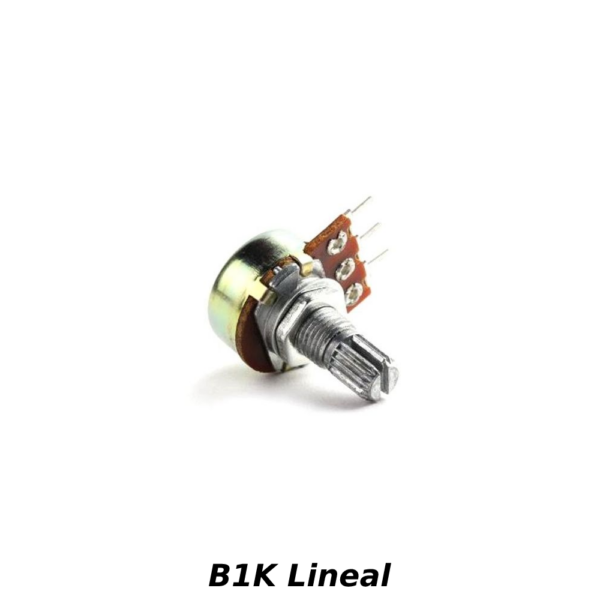 Potenciometro B1K ohm lineal 0,5w 15mm + Perilla BLANCA