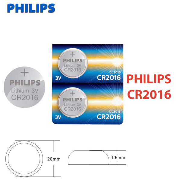 5x Pila de boton PHILIPS bateria original Litio CR2016 3V