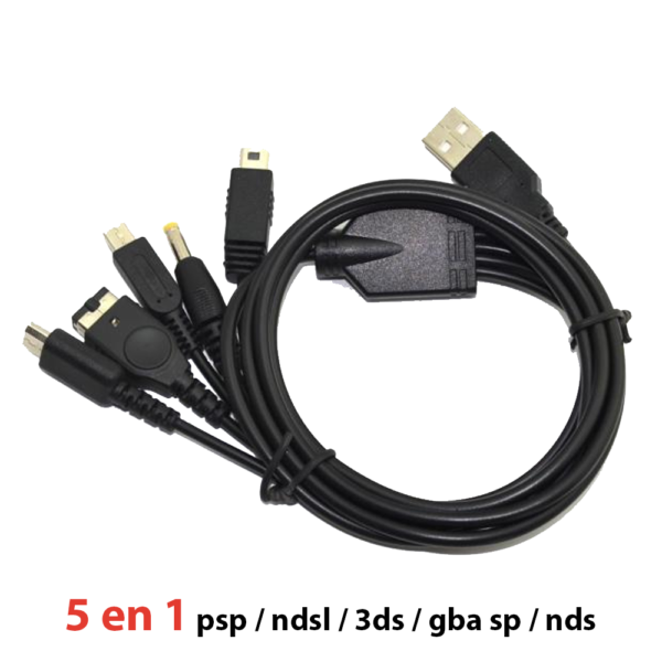 5 en 1 Cable de Carga USB psp / ndsl / 3ds / gba sp / nds Cargador 115cm REF2133