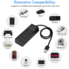 HUB divisor de 4 puertos USB 3.0 SPLITTER MULTIPLICADOR  NEGRO