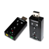Adaptador Tarjeta de Sonido Externa USB 2.0 7.1 con Panel Volumen Ajustable y 4 Botones Negra