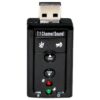 Adaptador Tarjeta de Sonido Externa USB 2.0 7.1 con Panel Volumen Ajustable y 4 Botones Negra