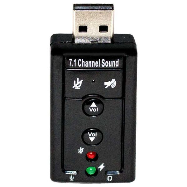 Adaptador Tarjeta de Sonido Externa USB 2.0 7.1 con Panel Volumen Ajustable y 4 Botones Negra