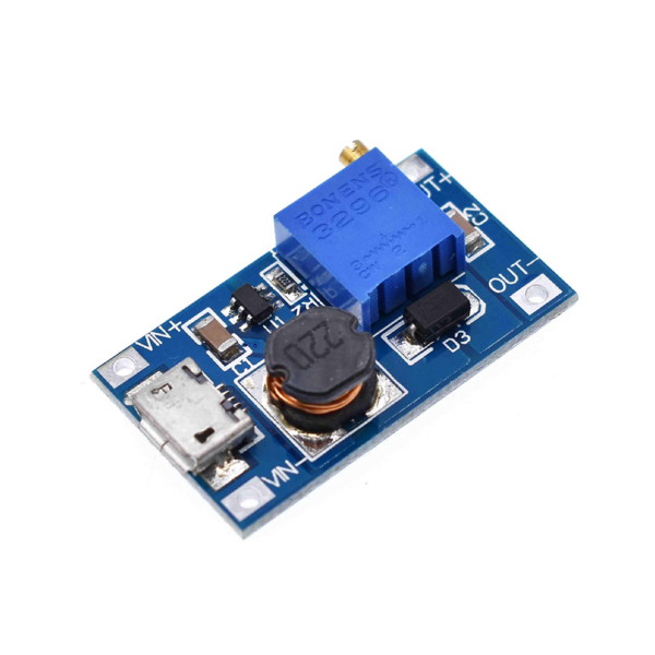 Módulo MT3608 Micro USB 2A Booster DC-DC 2/24V to 5/9/12/28V tensión ajustable Arduino