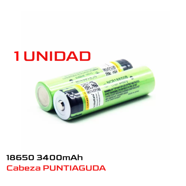 1x NCR18650B 18650 3400mAh Batería de litio 3.7V CABEZA PUNTIAGUDA