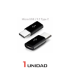 2x ADAPTADOR UNIVERSAL CABLE MICRO USB A TIPO C OTG NEGRO