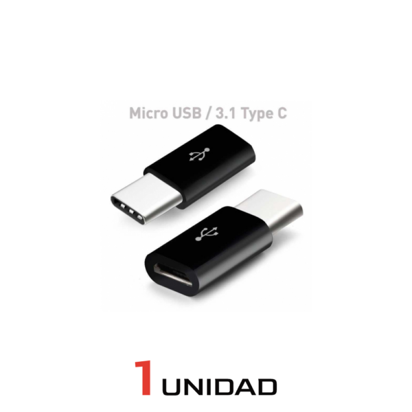 2x ADAPTADOR UNIVERSAL CABLE MICRO USB A TIPO C OTG NEGRO