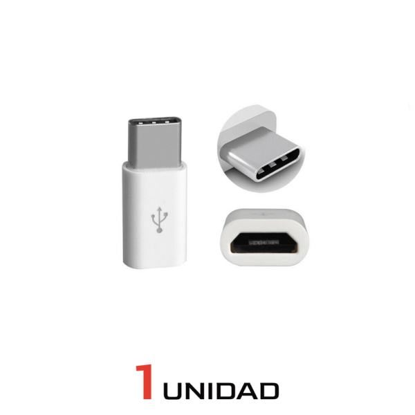 2x ADAPTADOR UNIVERSAL CABLE MICRO USB A TIPO C OTG BLANCO Y NEGRO