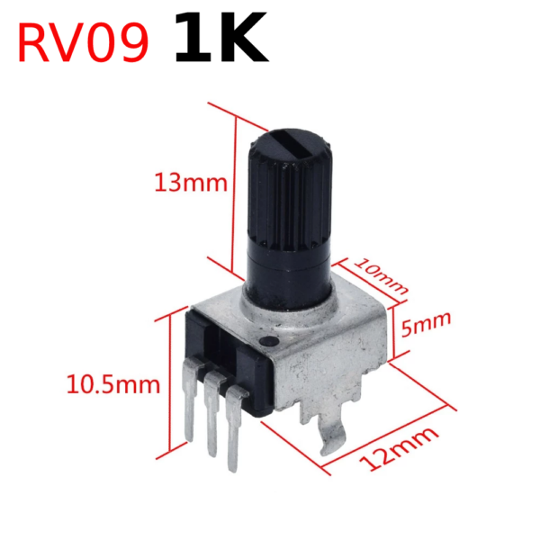 1x Potenciometro vertical tipo RV09 1K ohm lineal 0,05w resistencia ajustable
