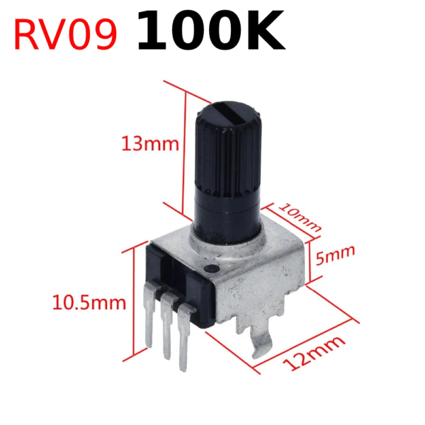 1x Potenciometro vertical tipo RV09 100K ohm lineal 0,05w resistencia ajustable