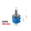 Potenciometro 200 OHM Precision Multivuelta -  resistencia variable 2w 3590S