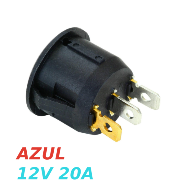 IInterruptor ON OFF con luz LED Redondo 20mm SPST 12V 20A AZUL
