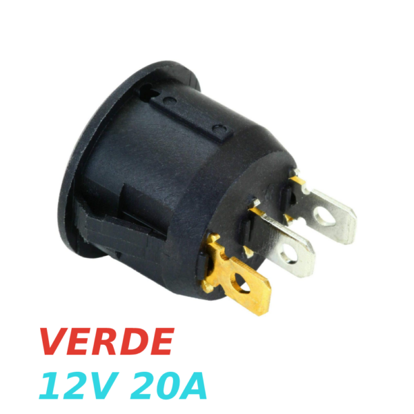 IInterruptor ON OFF con luz LED Redondo 20mm SPST 12V 20A VERDE