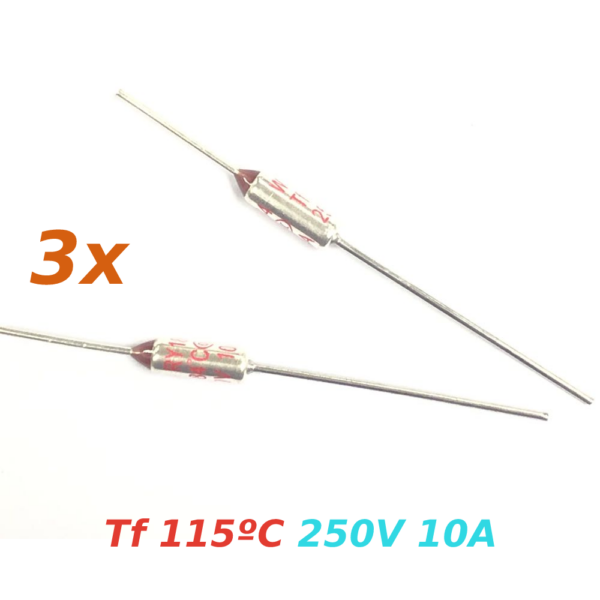 3x THERMAL FUSE FUSIBLE TERMICO TF 115C 250V 10A 115ºC