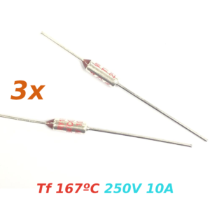 3x THERMAL FUSE FUSIBLE TERMICO TF 167C 250V 10A 167ºC