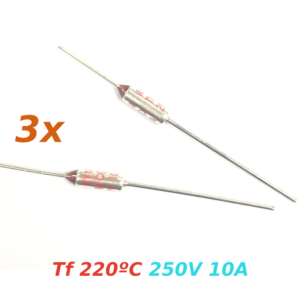 3x THERMAL FUSE FUSIBLE TERMICO TF 220C 250V 10A 220ºC