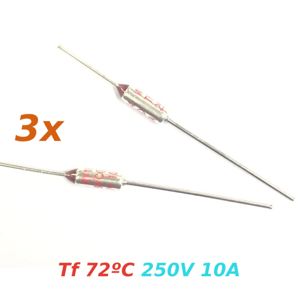 3x THERMAL FUSE FUSIBLE TERMICO TF 72C 250V 10A 72ºC