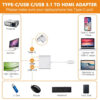 USB C a HDMI Adaptador 4K + USB 3.0 + Carga PD Tipo C