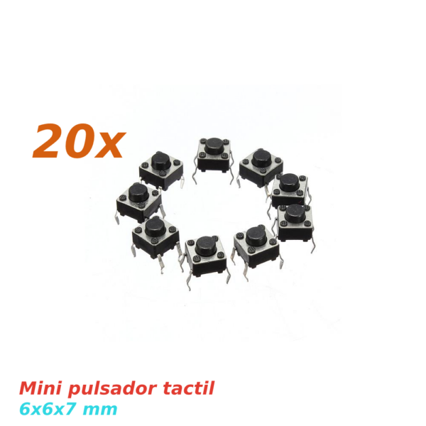 20x Mini pulsador para PCB 6x6x7 mm 4 pines SPST NO